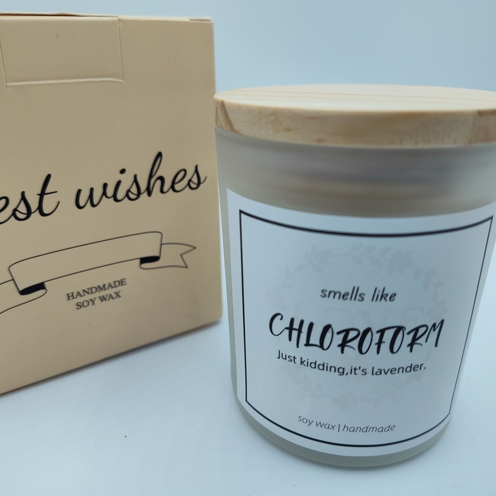 Funny Lavender Candle “Smells Like Chloroform” Soy Wax Handmade Gift